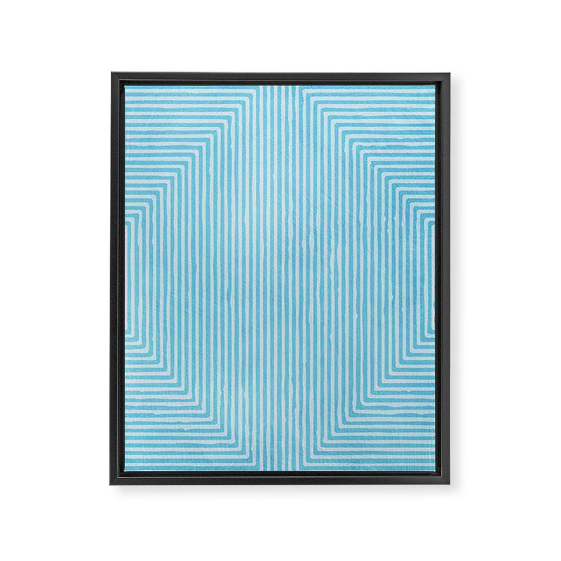 Light Blue White Lines Minimalist Drawing Artwork Framed Canvas Print Gallery Image 6
