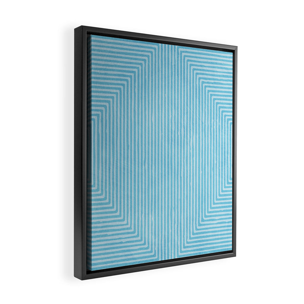 Light Blue White Lines Minimalist Drawing Artwork Framed Canvas Print Gallery Image 2