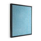 Light Blue White Lines Minimalist Drawing Artwork Framed Canvas Print Gallery Image 2