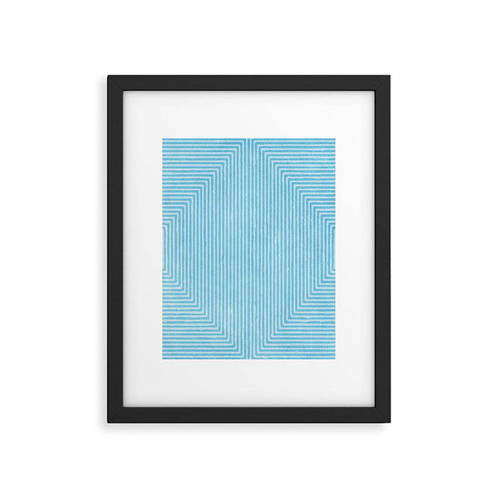 Light Blue White Lines Minimalist Drawing Artwork Framed Art Print Gallery Image 1