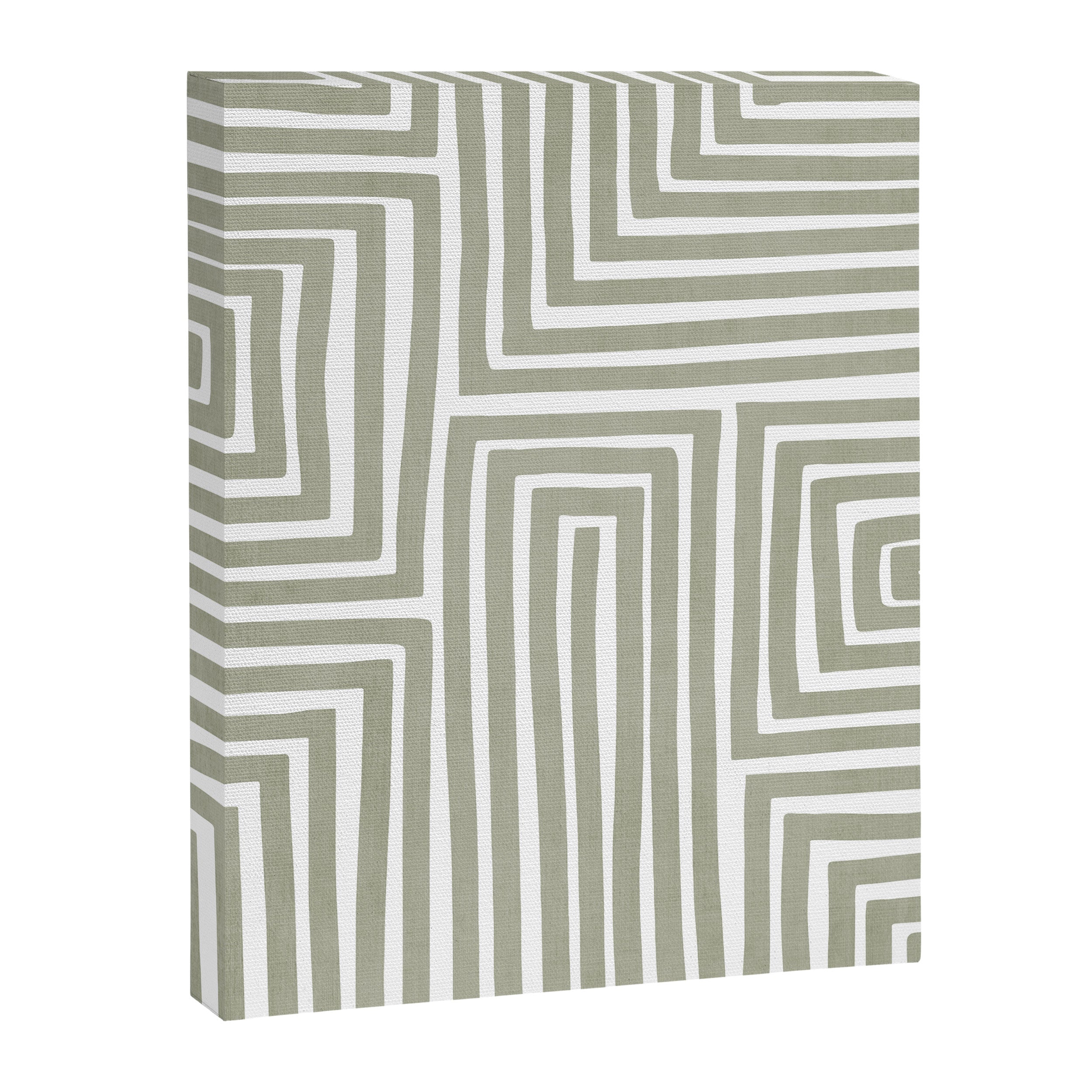 Light Green Bold Lines Neutral Artwork Canvas Print Gallery Image 6