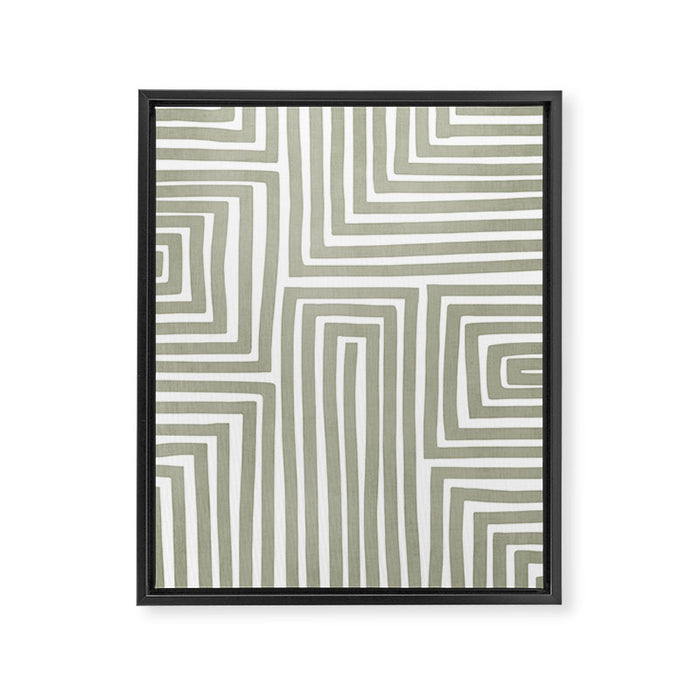 Light Green Bold Lines Neutral Artwork Framed Canvas Print Gallery Image 1