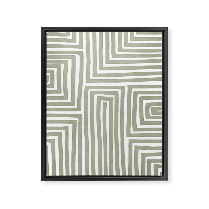 Light Green Bold Lines Neutral Artwork Framed Canvas Print Gallery Image 6