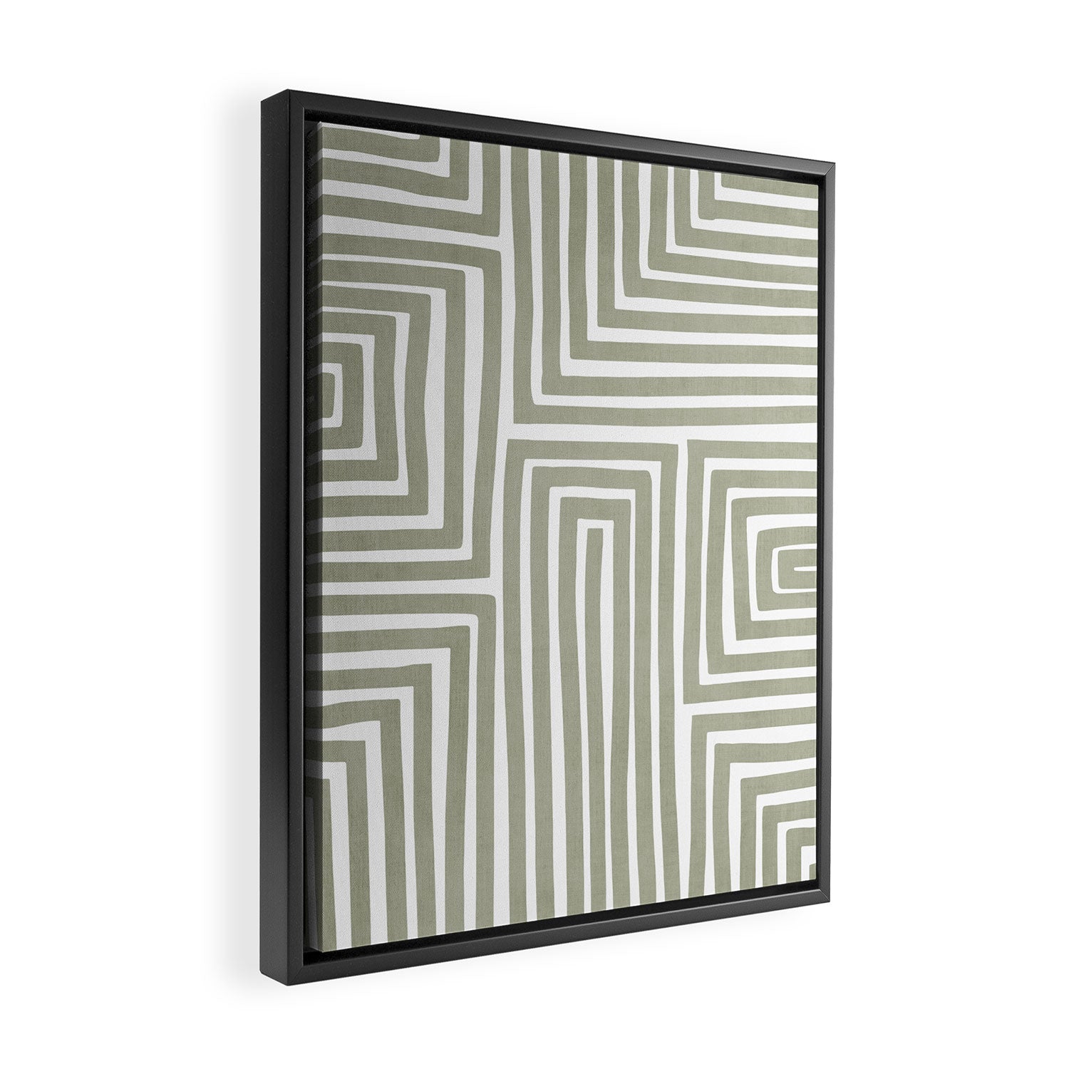 Light Green Bold Lines Neutral Artwork Framed Canvas Print Gallery Image 2