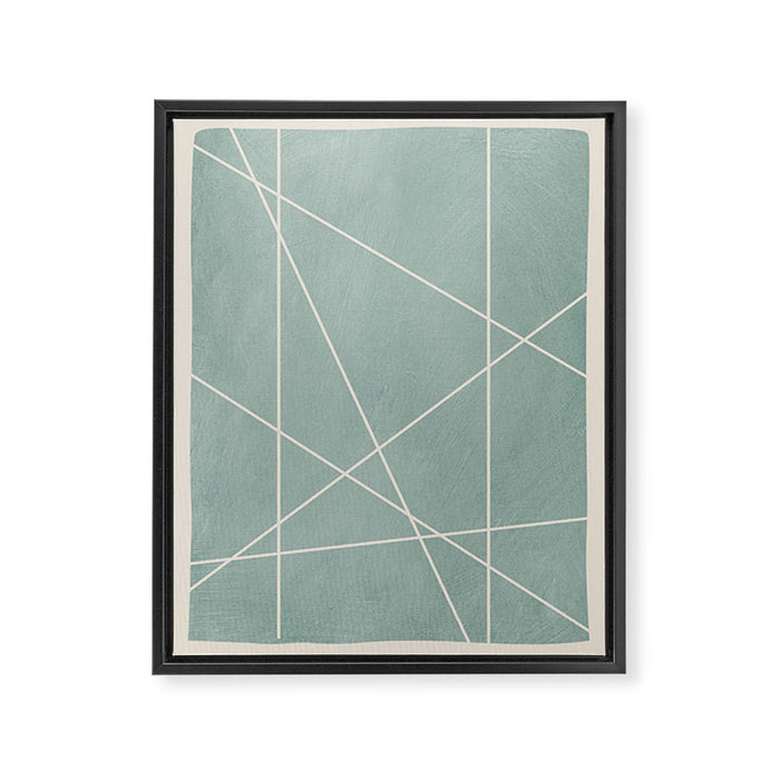 Light Green Line Art Minimalist Lines Simple Art Framed Canvas Print Gallery Image 1