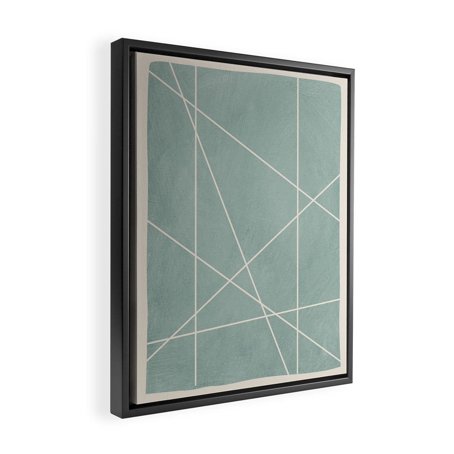 Light Green Line Art Minimalist Lines Simple Art Framed Canvas Print Gallery Image 2