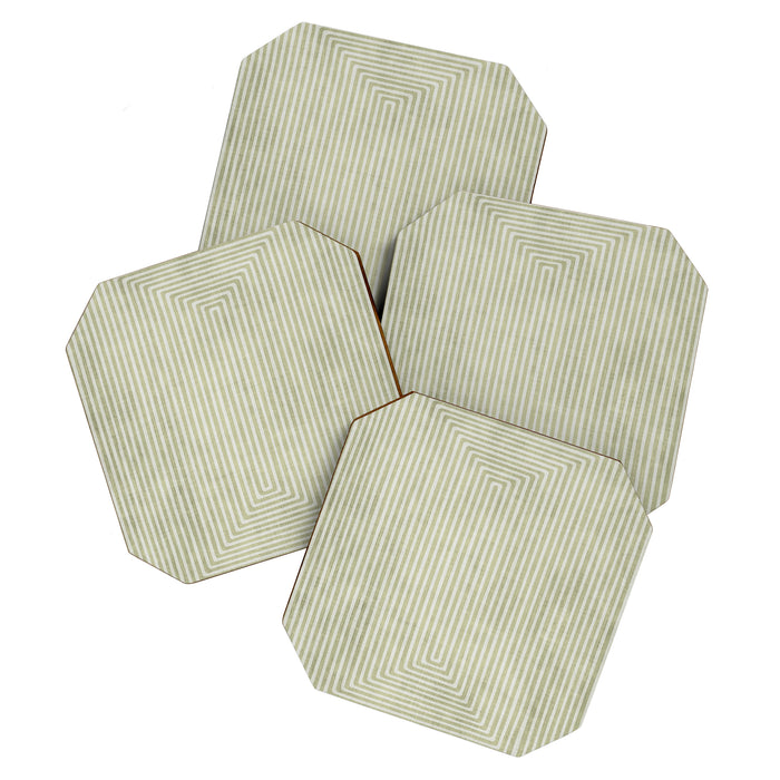 Light Green Lines Neutral Geometric Artwork Coaster Gallery Image 1