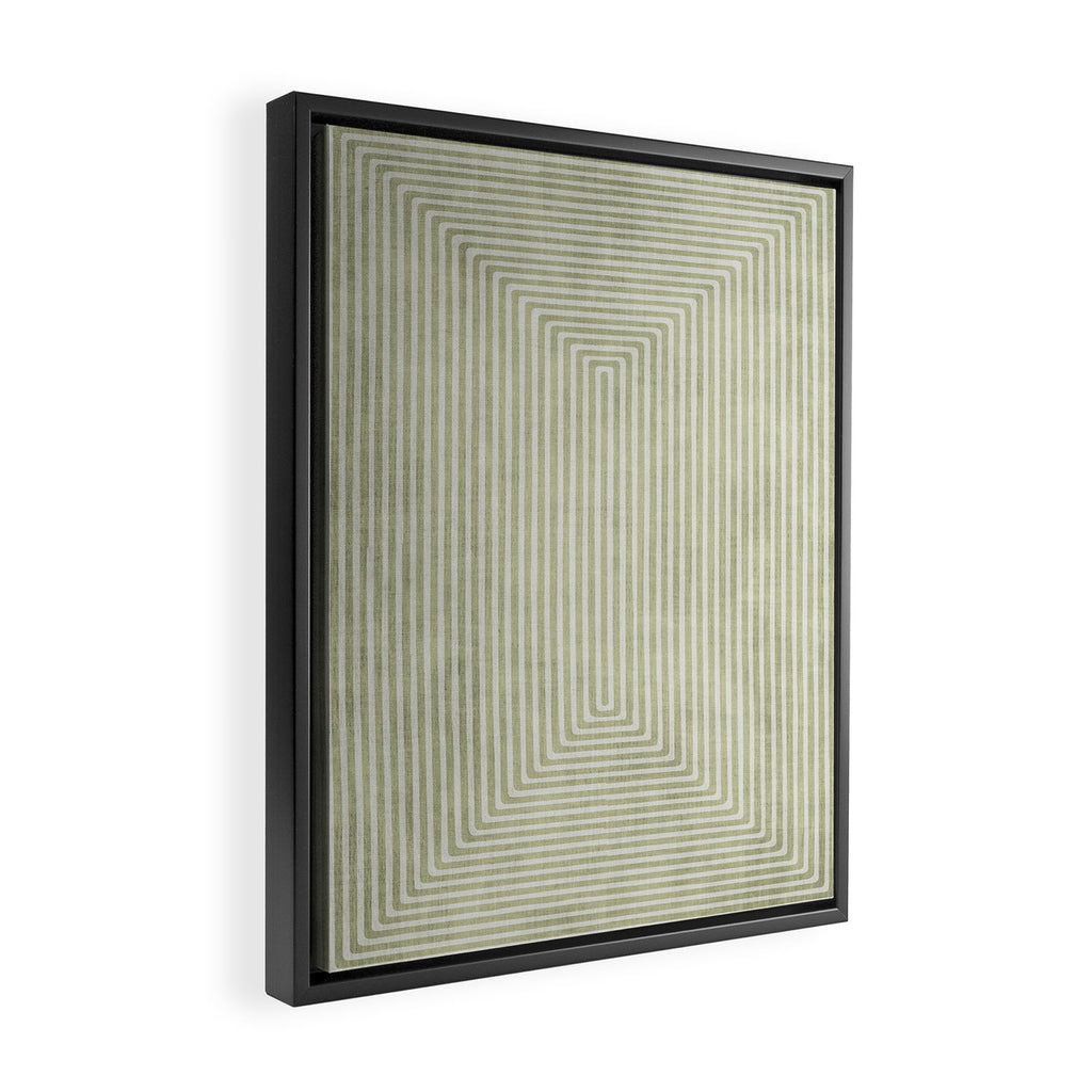 Light Green Lines Neutral Geometric Artwork Framed Canvas Print Gallery Image 2