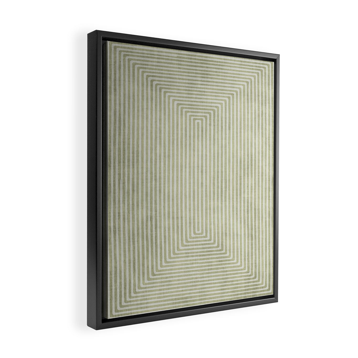Light Green Lines Neutral Geometric Artwork Framed Canvas Print Gallery Image 2