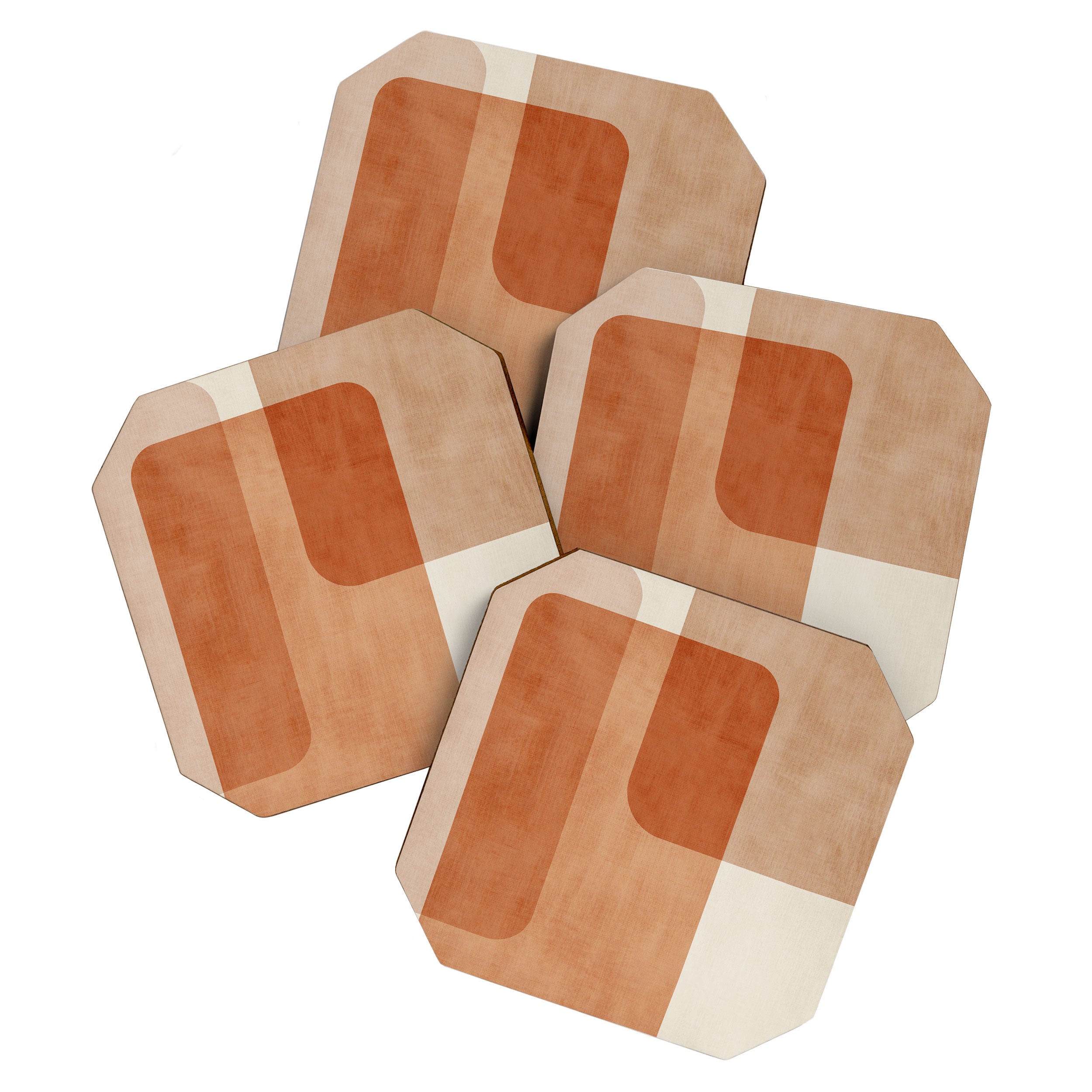 Light Terracotta Tones Geometric Abstract Artwork Coaster Gallery Image 1