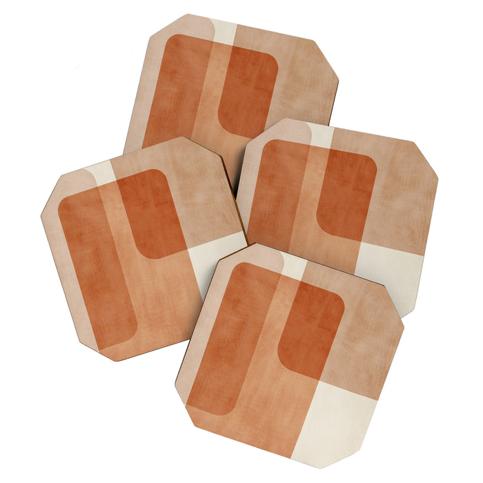 Light Terracotta Tones Geometric Abstract Artwork Coaster Gallery Image 1