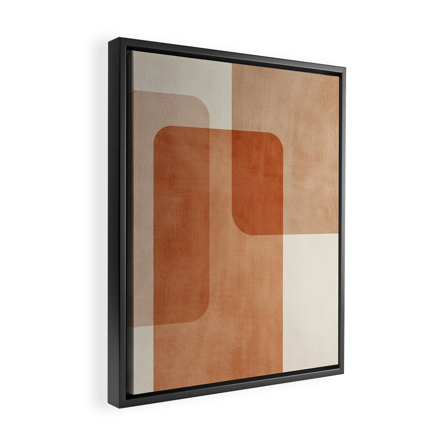 Light Terracotta Tones Geometric Abstract Artwork Framed Canvas Print Gallery Image 2