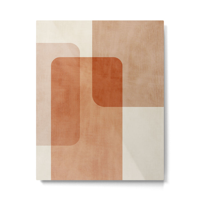 Light Terracotta Tones Geometric Abstract Artwork Metal Print Gallery Image 1