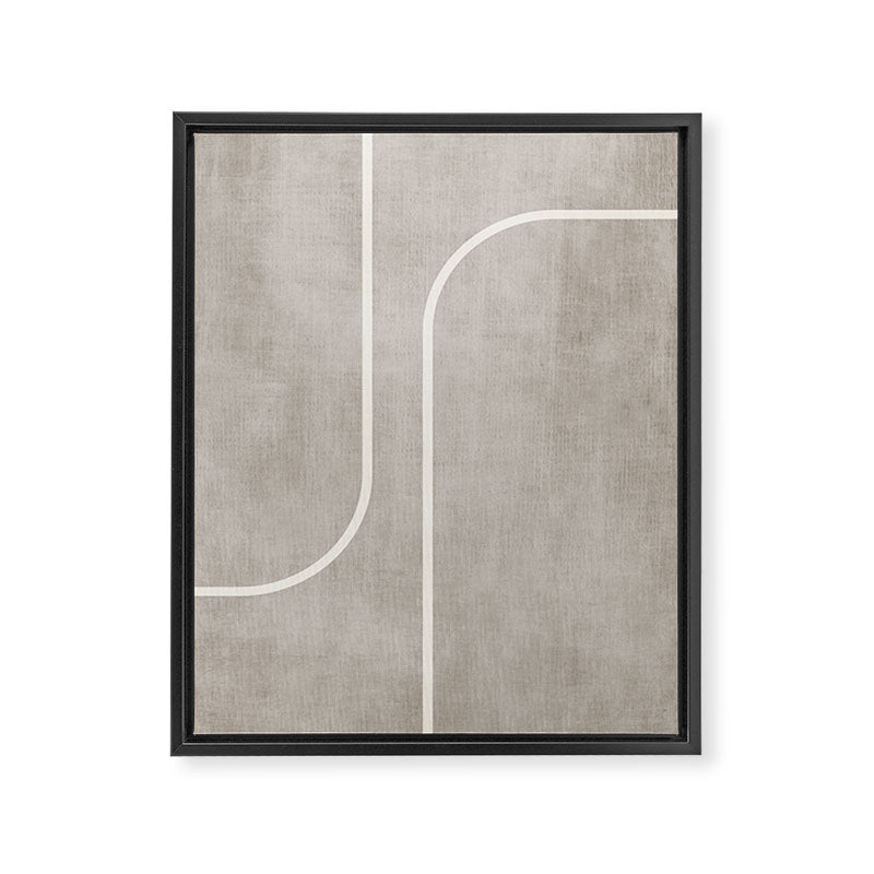 Linen Texture Beige White Minimalist Artwork Framed Canvas Print Gallery Image 3