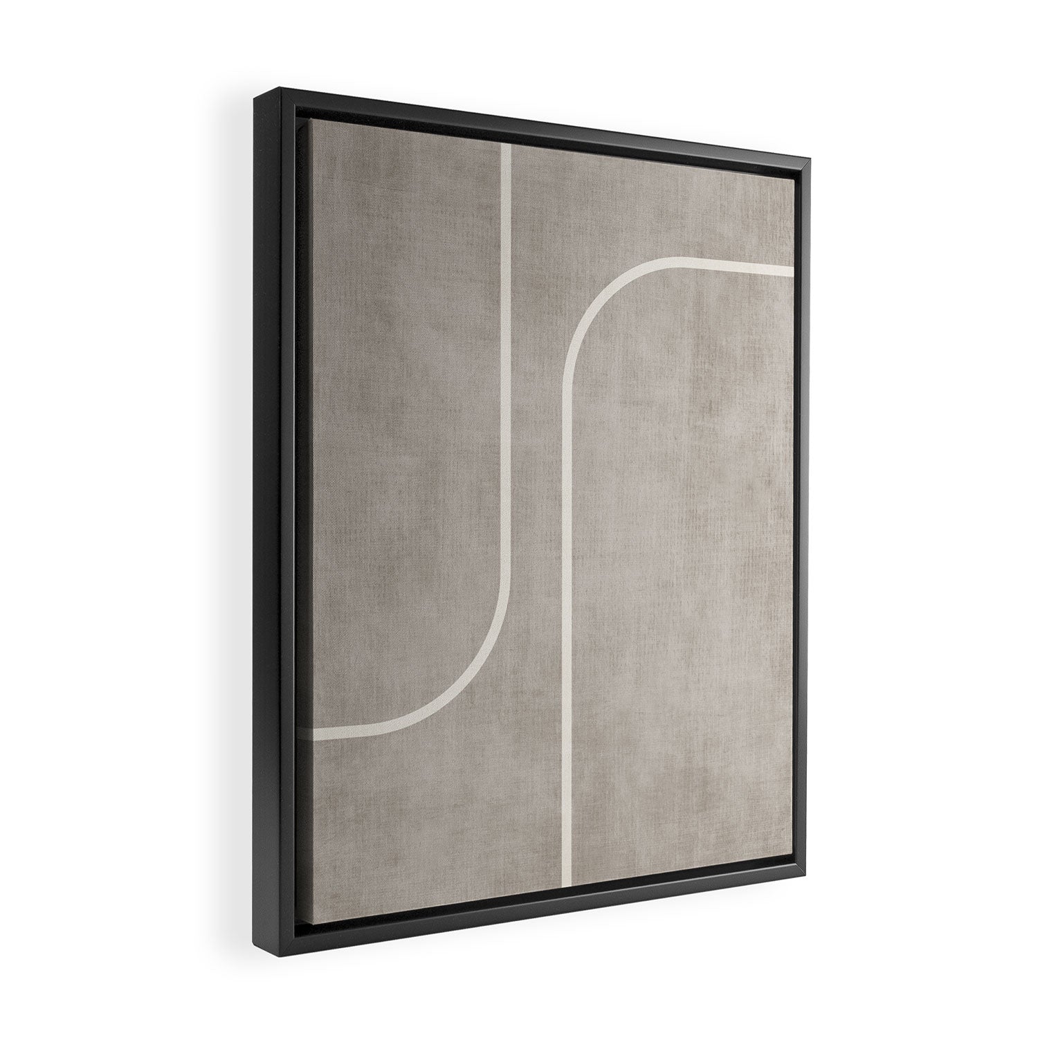 Linen Texture Beige White Minimalist Artwork Framed Canvas Print Gallery Image 2