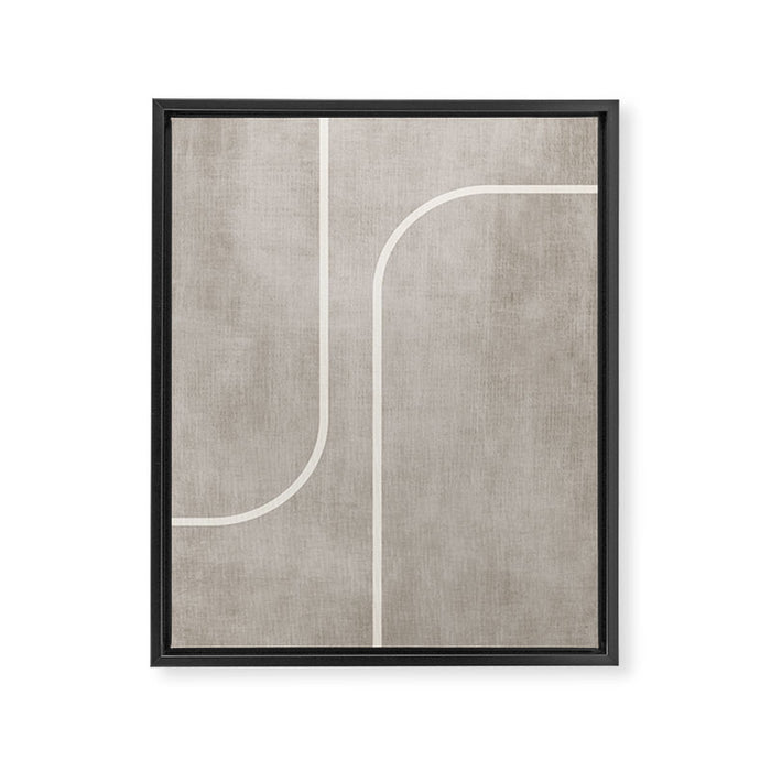 Linen Texture Beige White Minimalist Artwork Framed Canvas Print Gallery Image 1