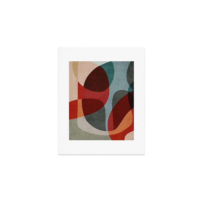 MCM Abstract Red Beige I Art Print Gallery Image 1