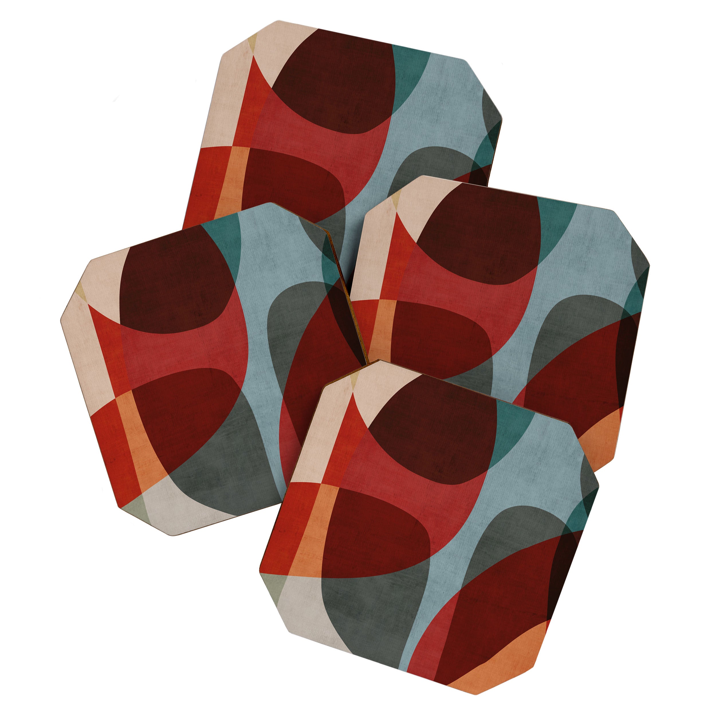 MCM Abstract Red Beige I Coaster Gallery Image 1