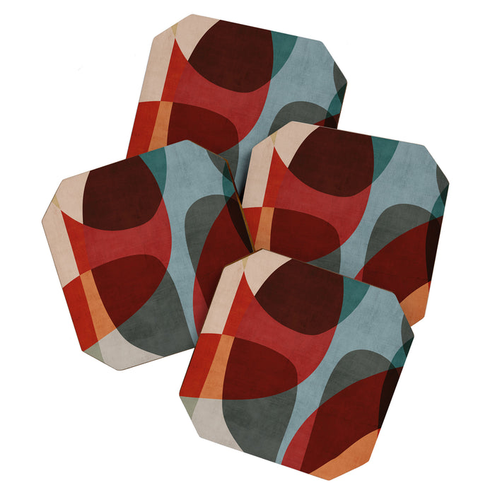 MCM Abstract Red Beige I Coaster Gallery Image 1