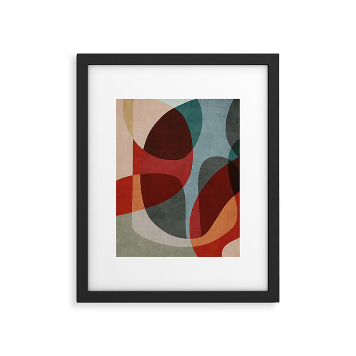 MCM Abstract Red Beige I Framed Art Print Gallery Image 1