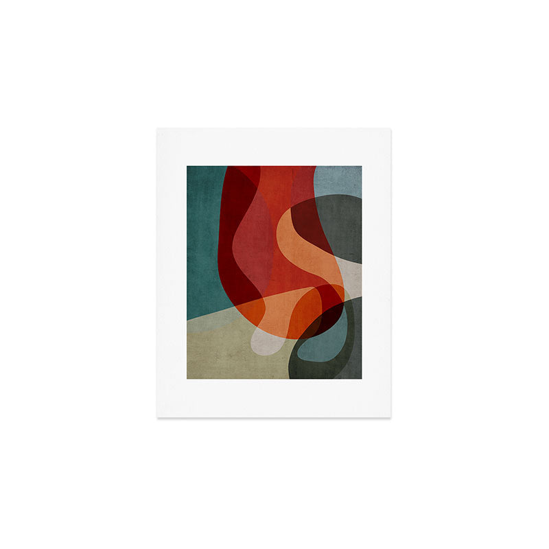 MCM Abstract Red Beige II Art Print Gallery Image 1