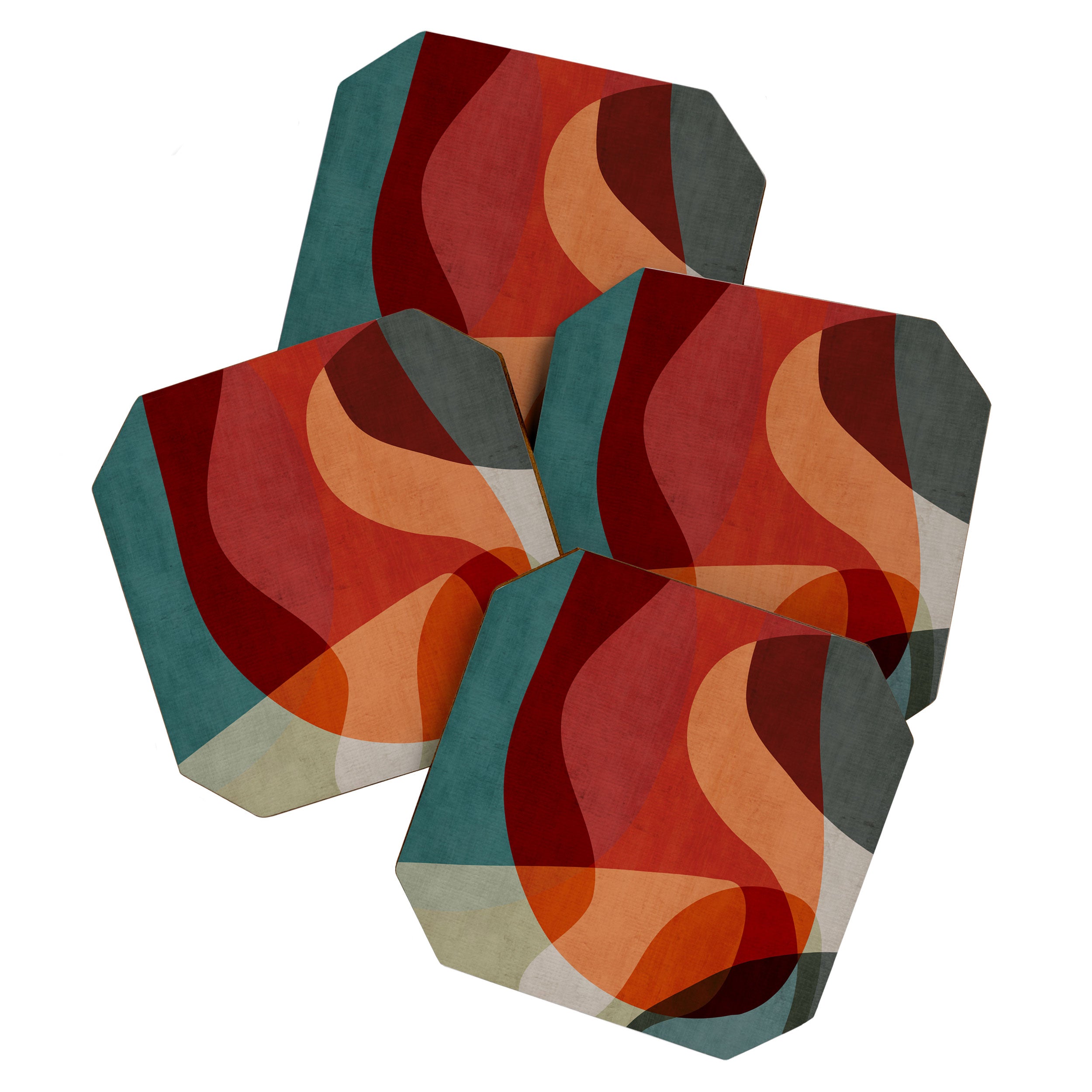 MCM Abstract Red Beige II Coaster Gallery Image 1