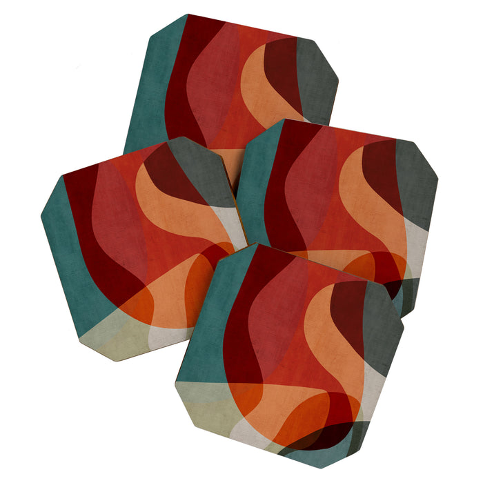 MCM Abstract Red Beige II Coaster Gallery Image 1