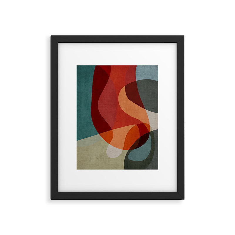 MCM Abstract Red Beige II Framed Art Print Gallery Image 4