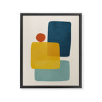 MCM Abstract Shapes Navy Mustard Red I Framed Canvas Print Gallery Image 6