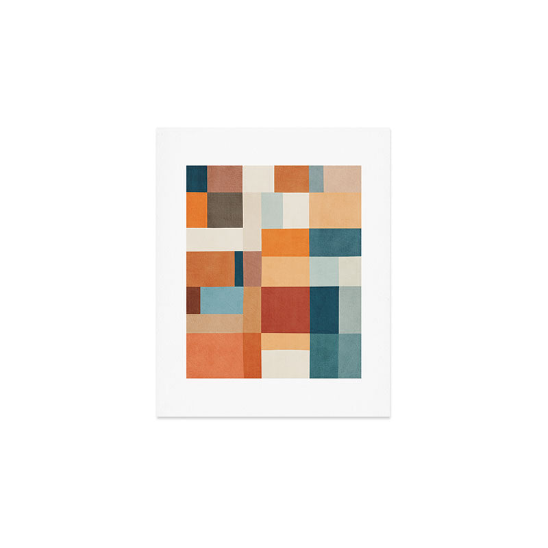 Mid-Century Artwork Warm Colors Geometric Abstract Art Print Gallery Image 1