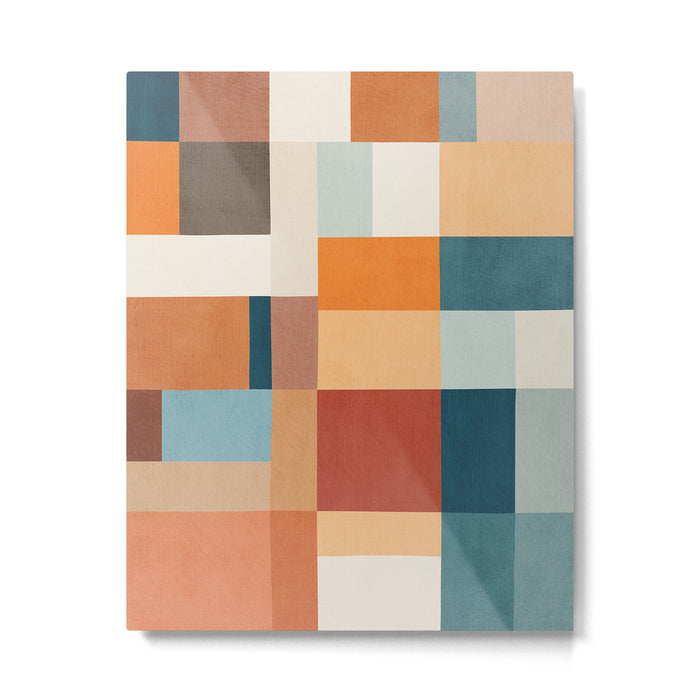 Mid-Century Artwork Warm Colors Geometric Abstract Metal Print Gallery Image 1