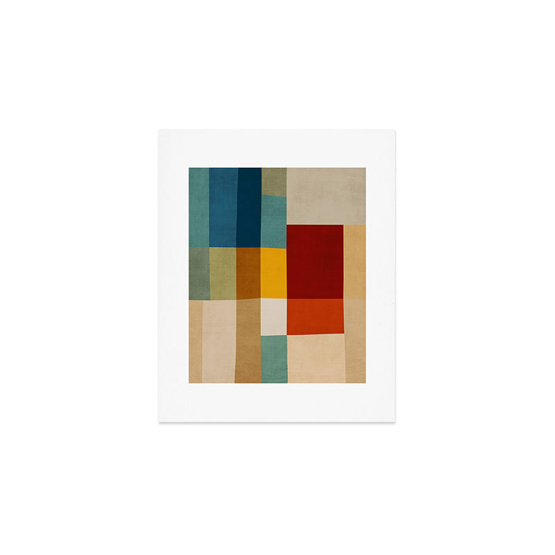 Mid-Century Geometric Modern Warm Tones Artwork Art Print Gallery Image 1