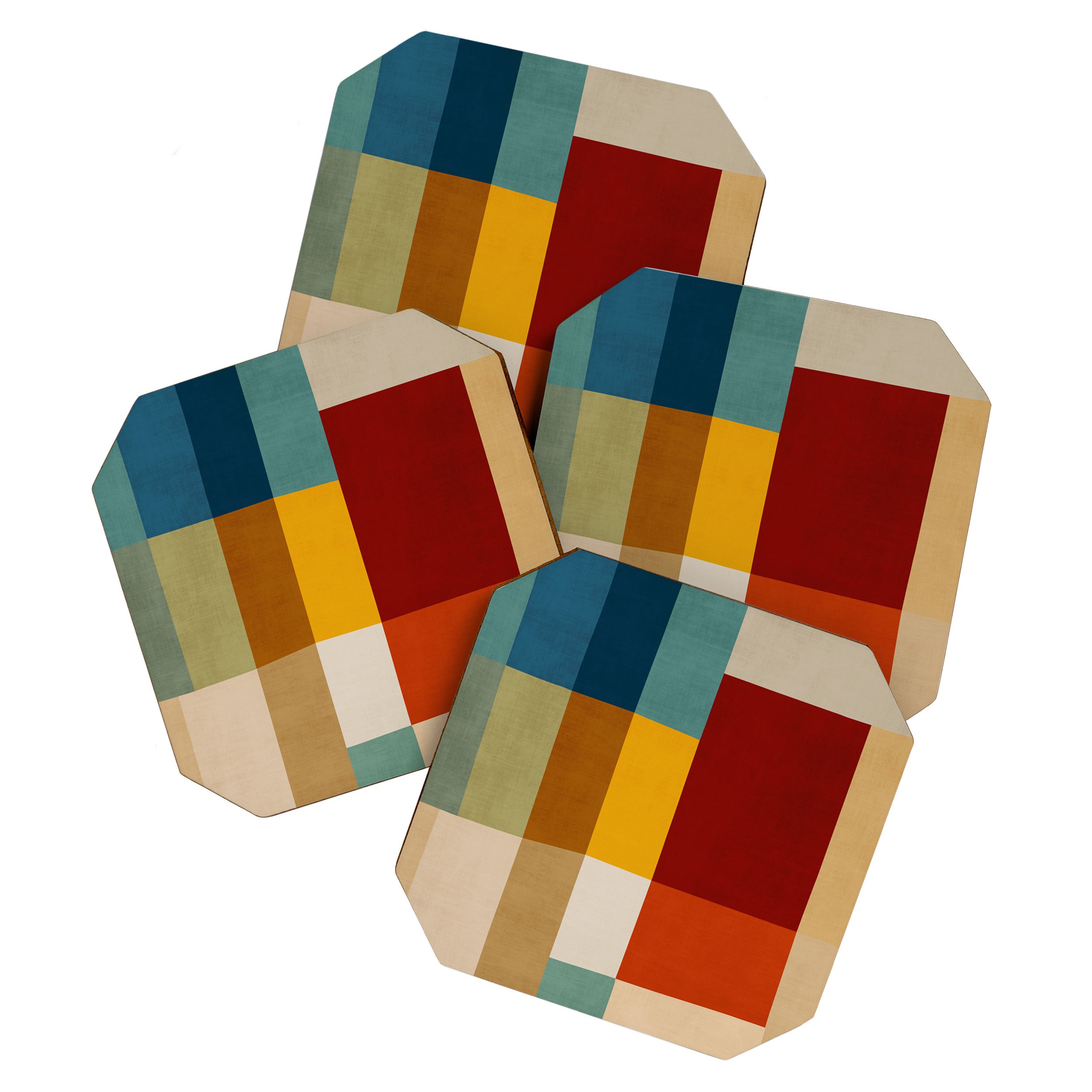 Mid-Century Geometric Modern Warm Tones Artwork Coaster Gallery Image 1