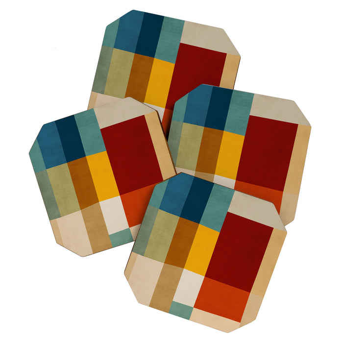 Mid-Century Geometric Modern Warm Tones Artwork Coaster Gallery Image 1