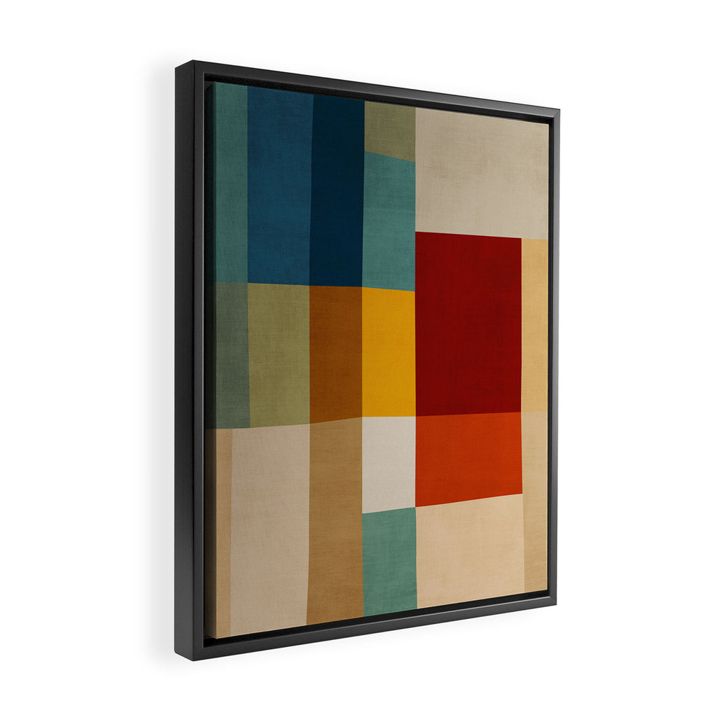 Mid-Century Geometric Modern Warm Tones Artwork Framed Canvas Print Gallery Image 2