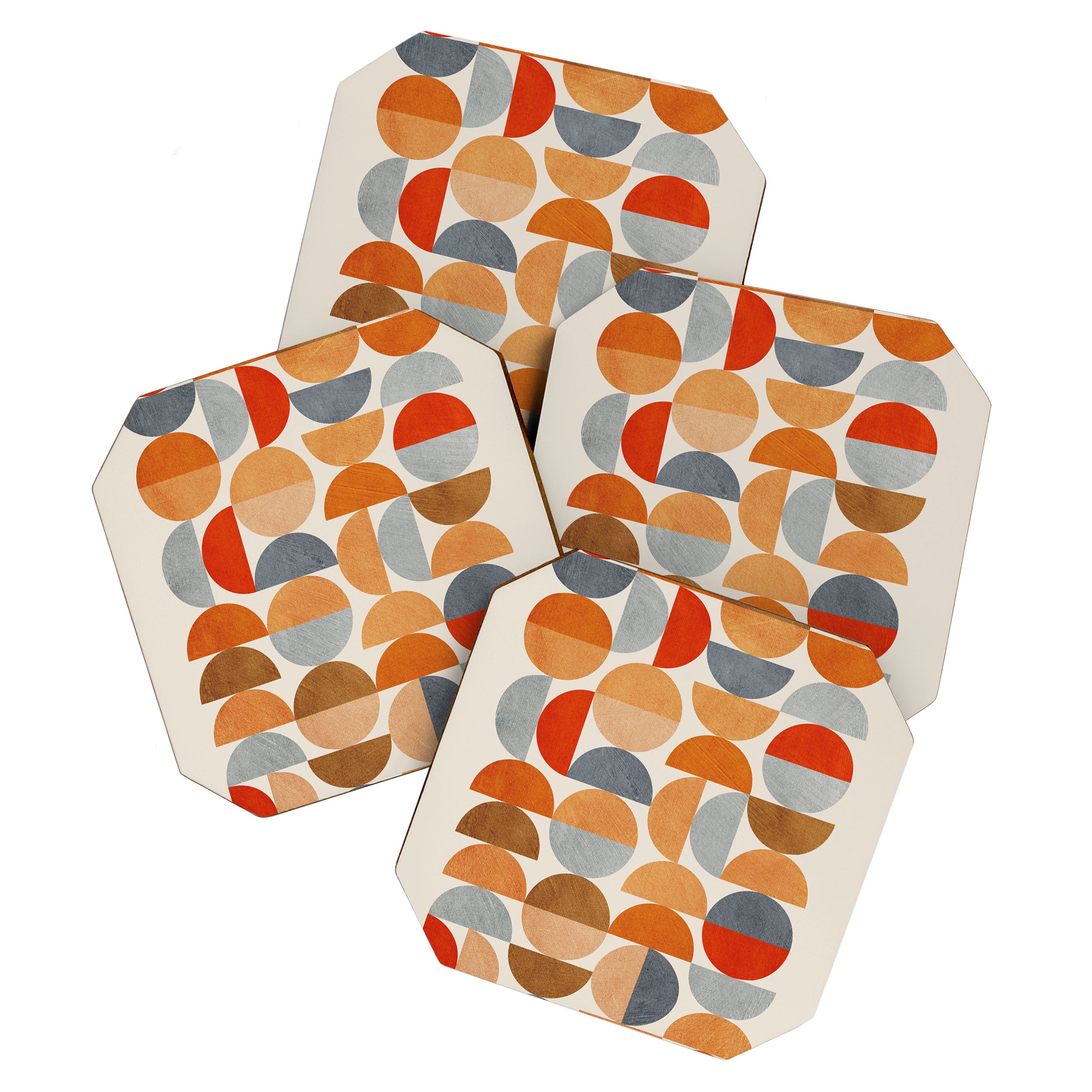 Mid-Century Geometric Red Gray Burnt Orange I Coaster Gallery Image 1