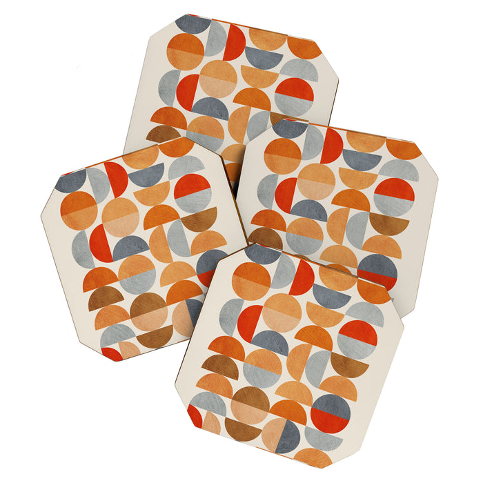 Mid-Century Geometric Red Gray Burnt Orange I Coaster Gallery Image 1