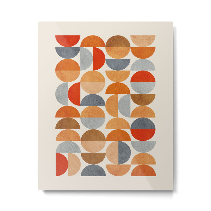 Mid-Century Geometric Red Gray Burnt Orange I Metal Print Gallery Image 1