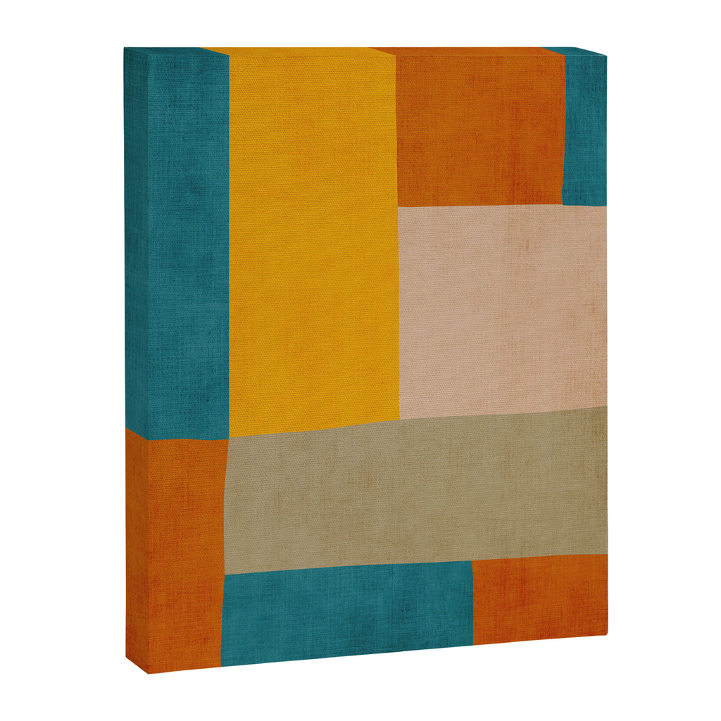 Mid-Century Modern Burnt-Orange Yellow Teal Blue Canvas Print Gallery Image 6