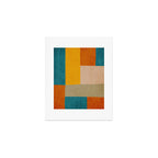 Mid-Century Modern Burnt-Orange Yellow Teal Blue Art Print Gallery Image 1