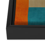 Mid-Century Modern Burnt-Orange Yellow Teal Blue Framed Canvas Print Gallery Image 3