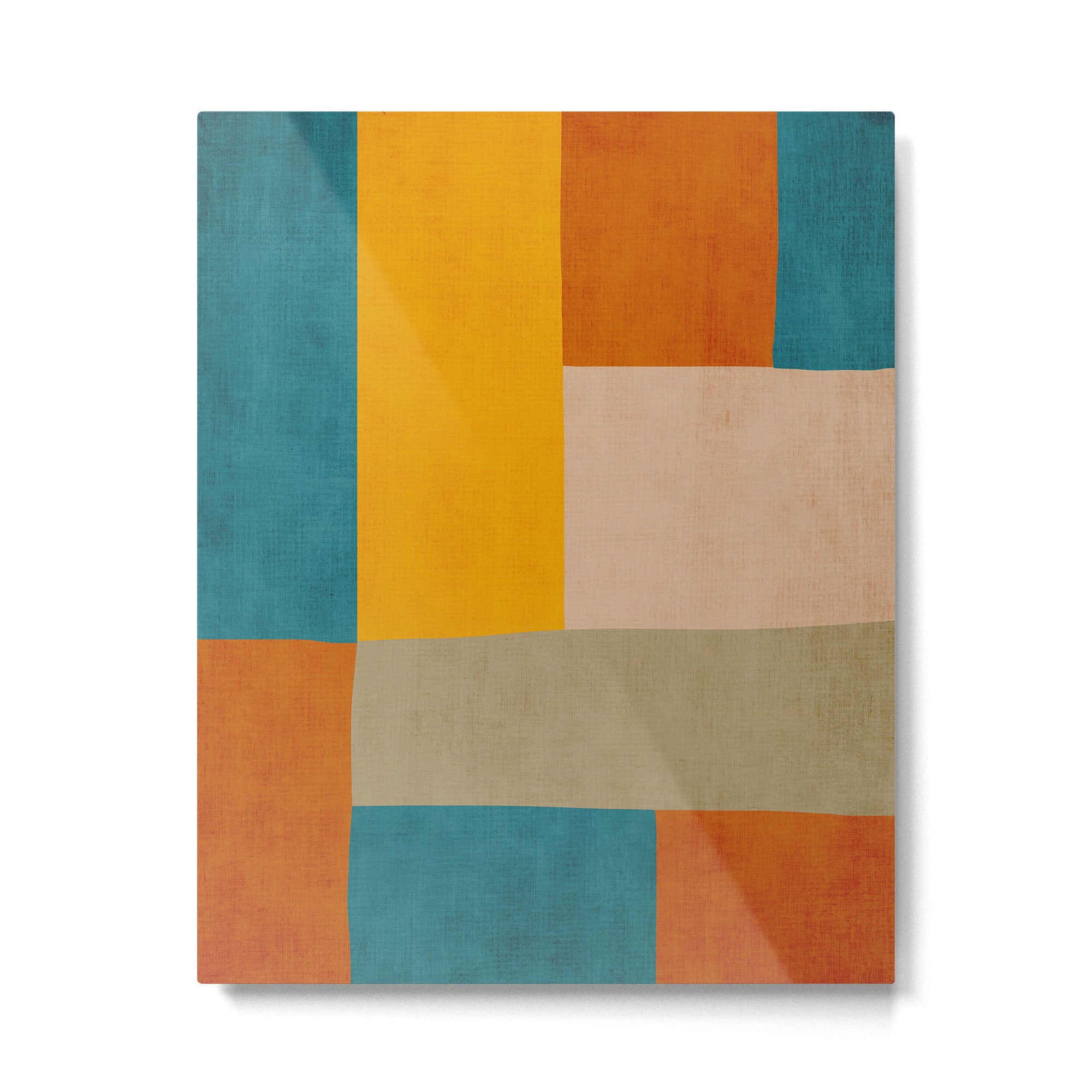 Mid-Century Modern Burnt-Orange Yellow Teal Blue Metal Print Gallery Image 4