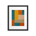 Mid-Century Modern Burnt-Orange Yellow Teal Blue Framed Art Print Gallery Image 5