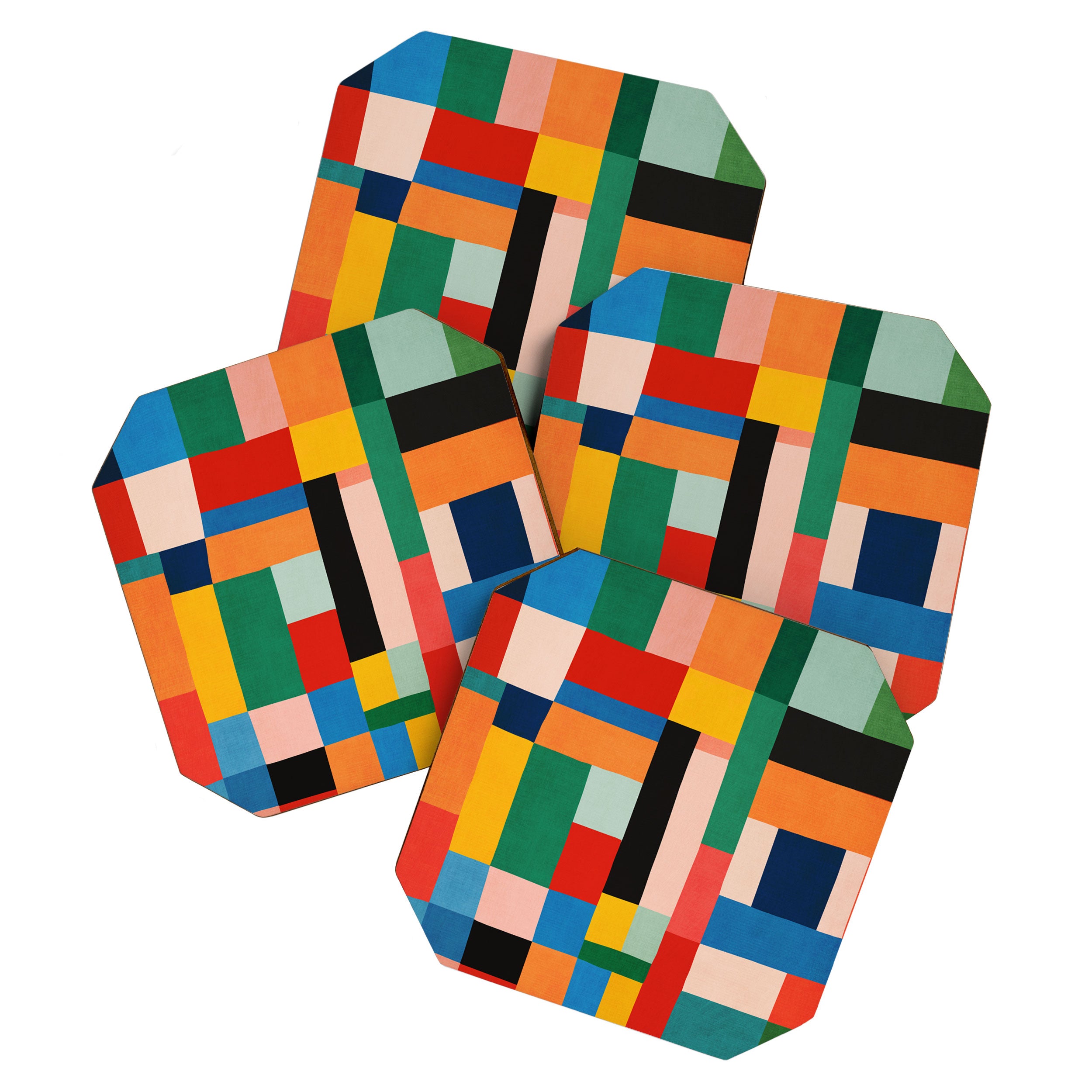 MidCentury Modern Colorful Geometric Artwork Coaster Gallery Image 1