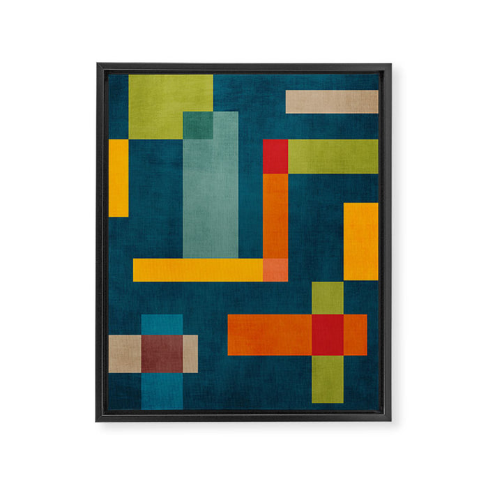 Mid-Century Modern Geometric Colorful Artwork Framed Canvas Print Gallery Image 1