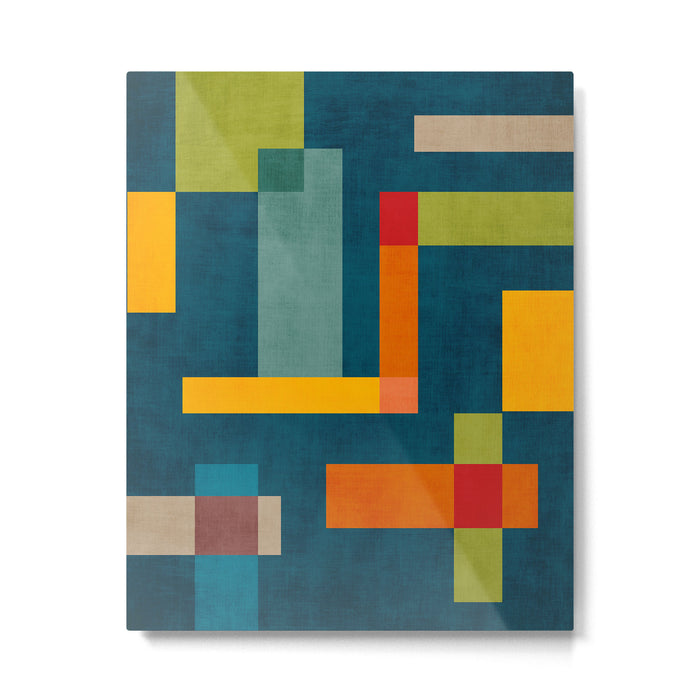 Mid-Century Modern Geometric Colorful Artwork Metal Print Gallery Image 1