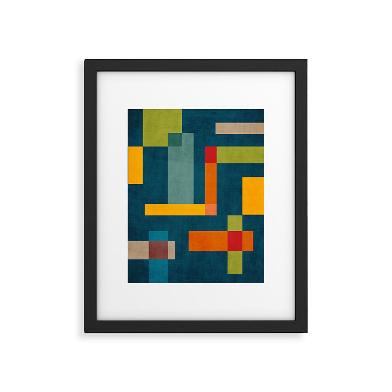 Mid-Century Modern Geometric Colorful Artwork Framed Art Print Gallery Image 5