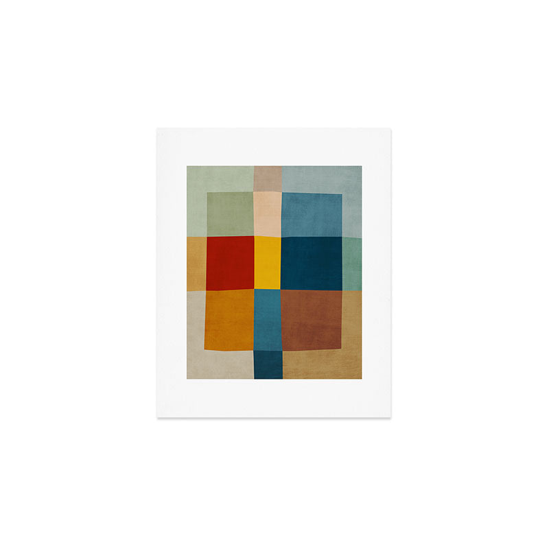 Mid-Century Modern Geometric Warm Tones Artwork Art Print Gallery Image 1