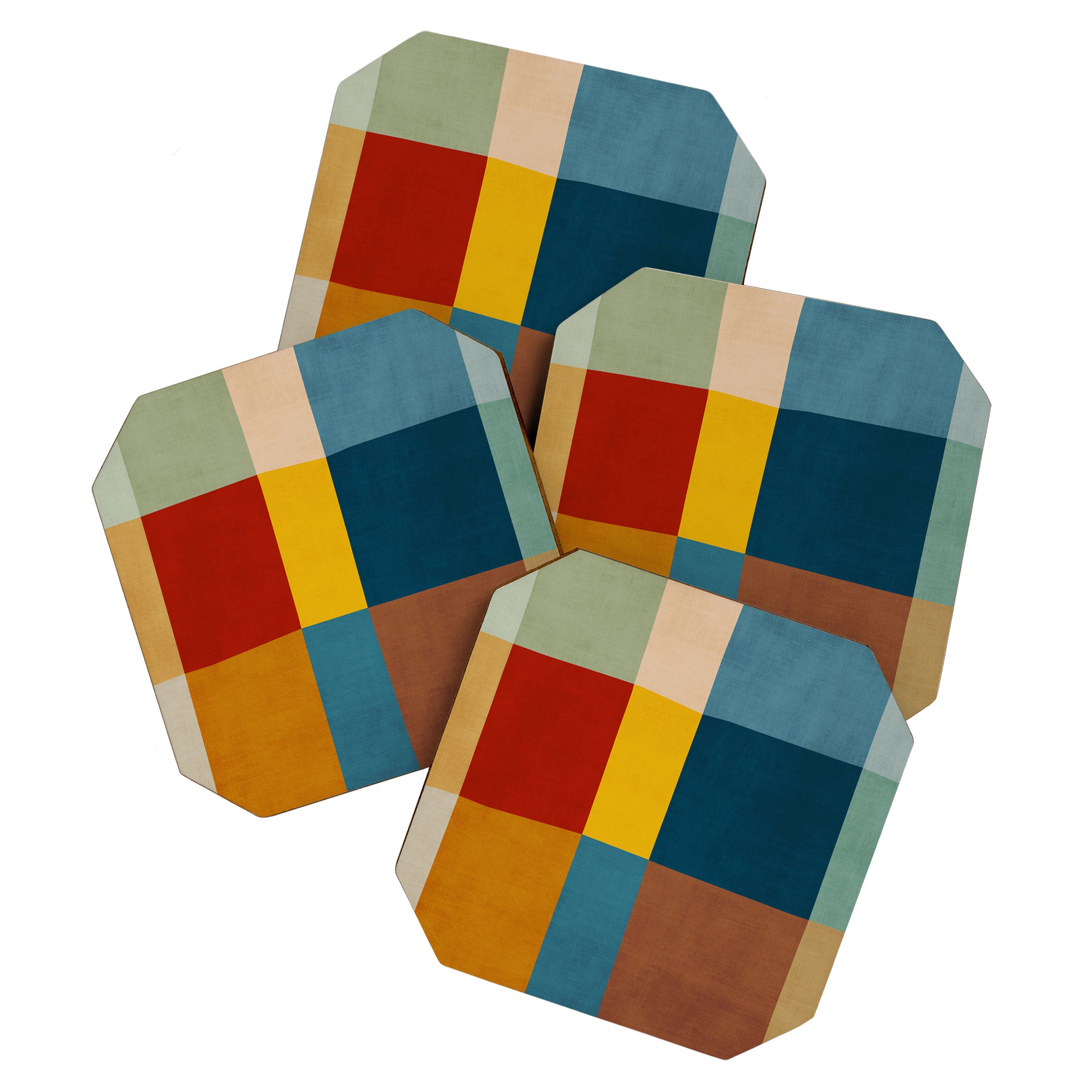 Mid-Century Modern Geometric Warm Tones Artwork Coaster Gallery Image 1
