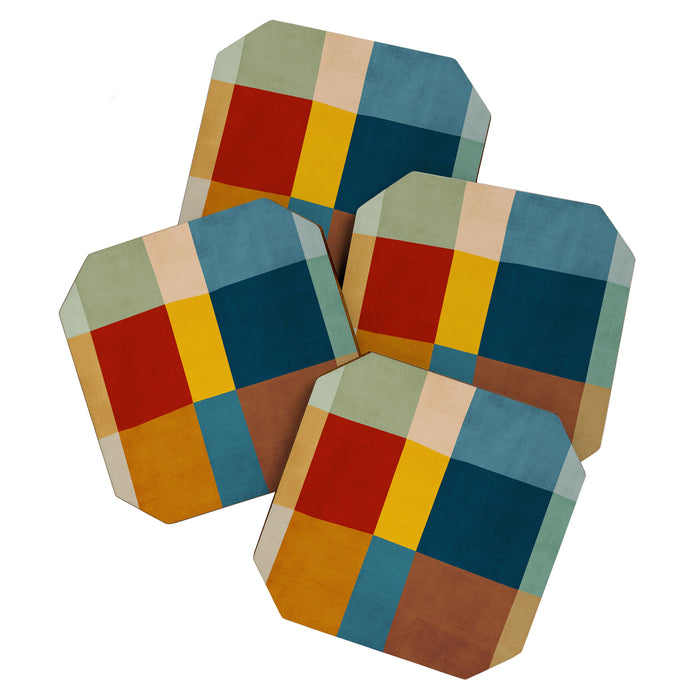 Mid-Century Modern Geometric Warm Tones Artwork Coaster Gallery Image 1